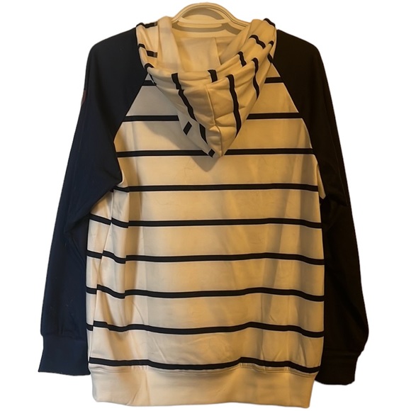 Nautical blue and white striped, hooded sweater - Picture 2 of 6